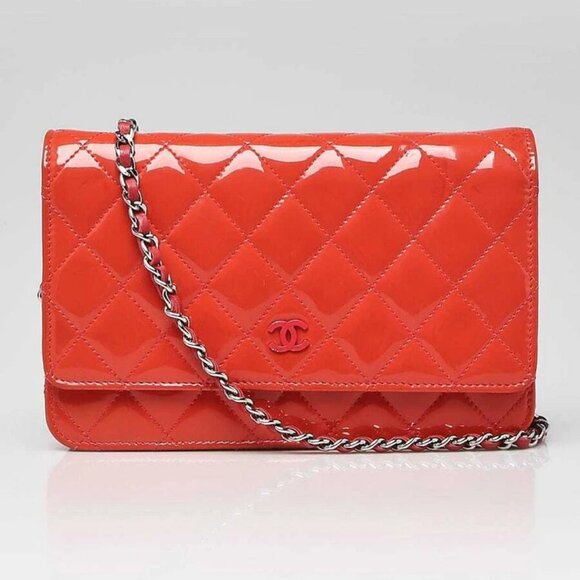 Chanel Pink Quilted Patent Leather Classic WOC Clutch Bag - Picture 1 of 12